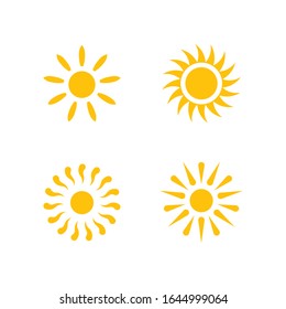 Set of sun icon in flat style. Summer yellow sun on white background. Trendy vector summer symbol for website design, web button, mobile app. Template vector illustration. EPS 10.