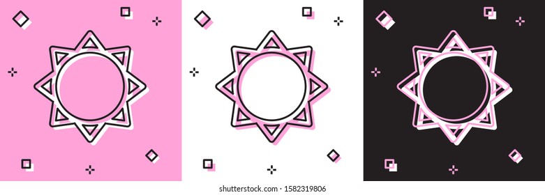 Set Sun icon isolated on pink and white, black background.  Vector Illustration