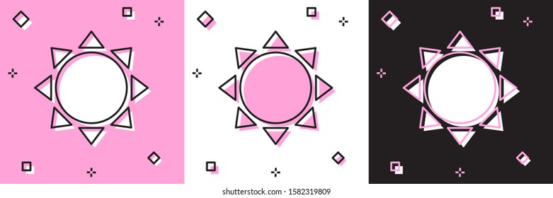 Set Sun icon isolated on pink and white, black background.  Vector Illustration
