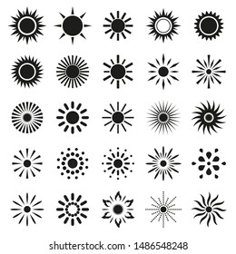 Set of sun icon on white background for graphic and web design on a white background.