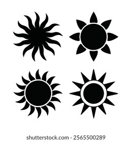 set of sun icon silhouette 