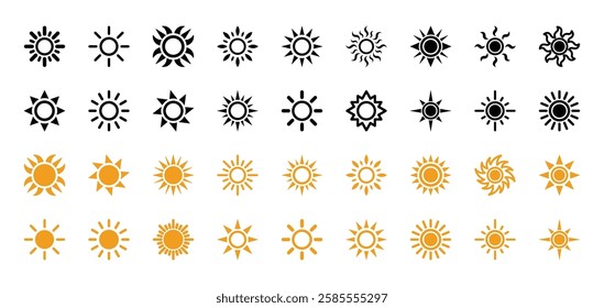 Set of sun icon symbol vector on white background