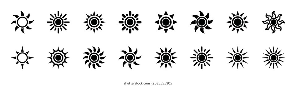Set of sun icon symbol vector on white background