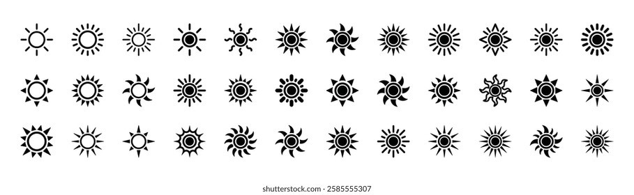 Set of sun icon symbol vector on white background