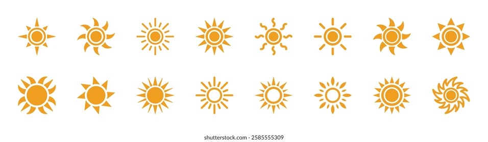 Set of sun icon symbol vector on white background