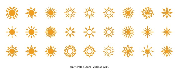 Set of sun icon symbol vector on white background