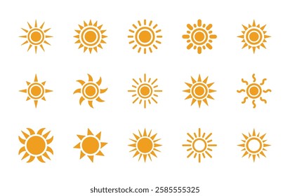 Set of sun icon symbol vector on white background
