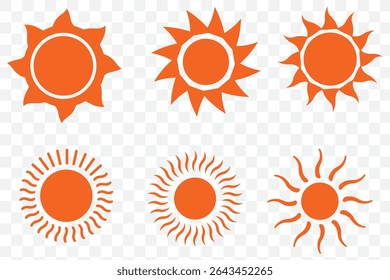 Set of sun icon symbol vector on white background