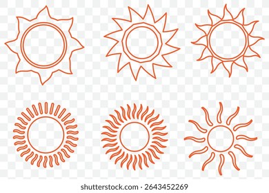 Set of sun icon symbol vector on white background