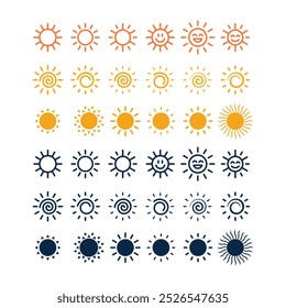 set of sun icon symbols