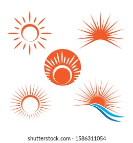 Set Sun icon Vector Illustration design Logo template
