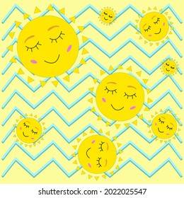 Set sun icon vector illustration logo template. Broken and curved blue lines on the background