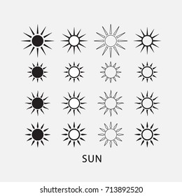 Set of sun icon vector illustration.