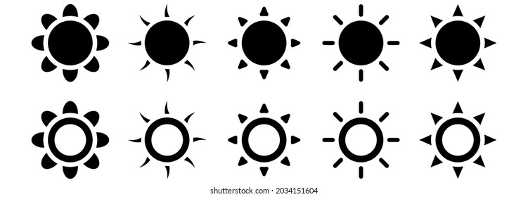 set of sun icons, sun icon set, set of sun vector, set of sun symbol 