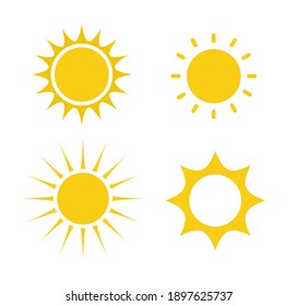 Set of sun icons isolated on white background. Sunshine, Sunset. Vector illustration.