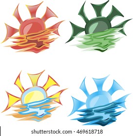 Set of Sun icons isolated on white background