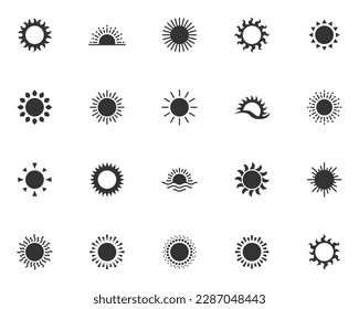 set of sun icons, summer, hot, weather