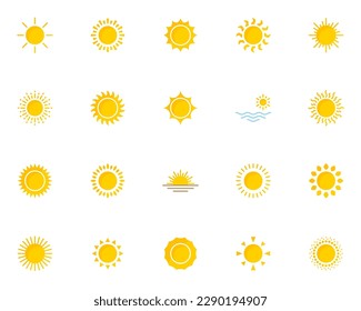 conjunto de iconos solares, verano, caliente