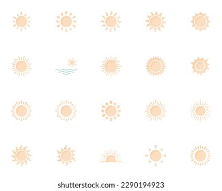 set of sun icons, summer, hot