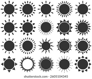 set of sun icons, summer, hot, sunshine