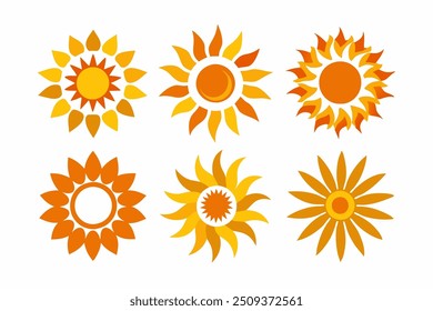 set of sun icons, set of sunflower