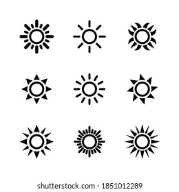 set of sun icons symbol vector on white background