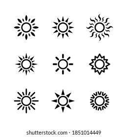 set of sun icons symbol vector on white background