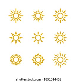 set of sun icons symbol vector on white background