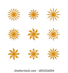 set of sun icons symbol vector on white background