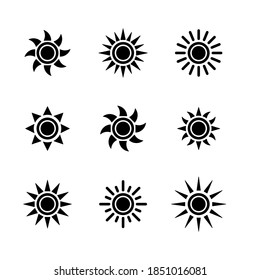 set of sun icons symbol vector on white background