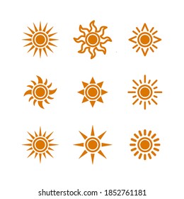 set of sun icons symbol vector on white background