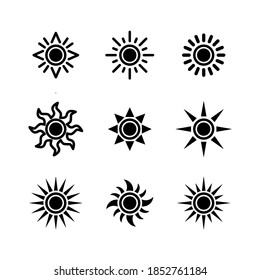 set of sun icons symbol vector on white background