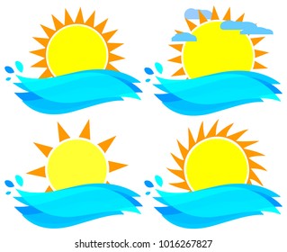 Set sun icons, symbols design template, vector illustration