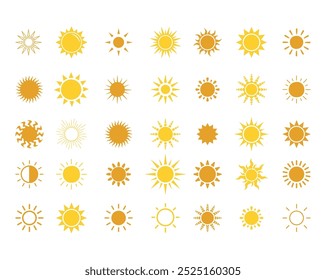 Conjunto de iconos o símbolos solares, Vector Archivo totalmente editable.