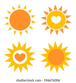 Set of sun icons. Vector illustration