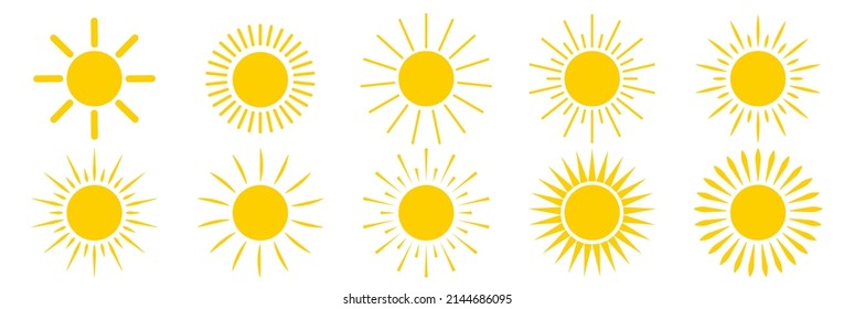 Conjunto de iconos de Sun. Ilustración vectorial