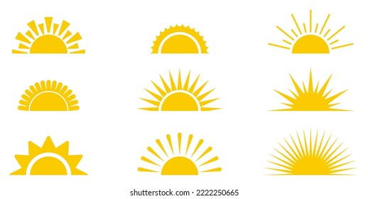 Set of sun icons. Vector Illustration