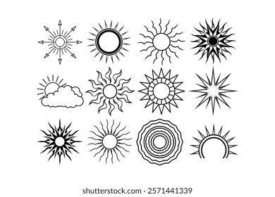 set of sun icons Vector illustration