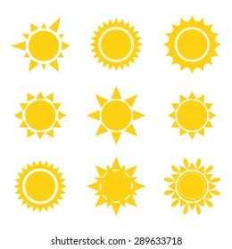 Set of sun icons. Vector illustration