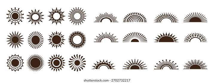 definir ícones do sol vetor de fundo branco 