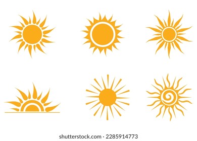 Conjunto de iconos solares.Ilustración vectorial aislada en fondo blanco.