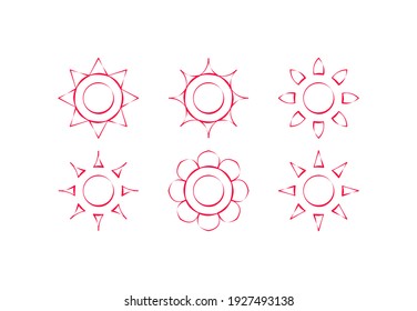 Set of sun images. vector can be used for poster or banner image background material.