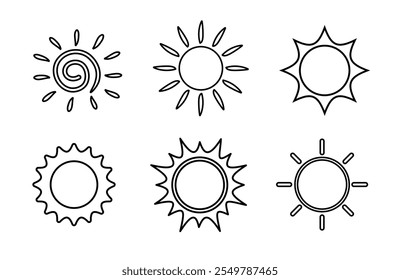 Set of Sun line icon. Sunrise and sunset icon. Solar icon. weather sign. Vector illustration