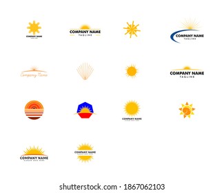 Conjunto de vectores de plantillas de diseño de logotipos Sun