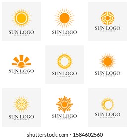 Set of Sun logo design vector template, Icon symbol, Illustration