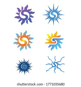 set the sun logo with the letter S and different colors