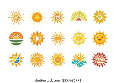 Set of Sun Logo Vector Illustrations for Creative and Professional Designs
