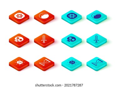 Set Sun, Medieval goblet, Skull, sword, Moon and Tarot cards icon. Vector