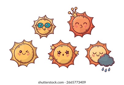 Set sun and moon designs collection