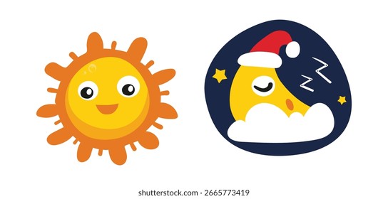 Set sun and moon designs collection
